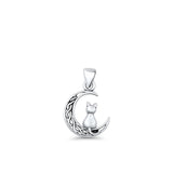 Cat & Moon Pendant Necklace