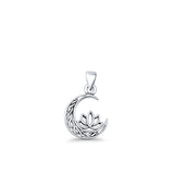 Moon & Lotus Pendant Necklace