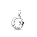  Moon & Star Charm Pendant Necklace