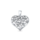  Heart & Flowers Charm Pendant Necklace