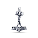 Viking Mjolnir Skull Pendant Necklace