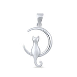  Crescent Moon Cat Pendant Necklace