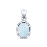 Oval Lab Opal Solitaire Pendant Necklace