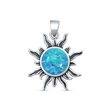 Round Lab Opal Sun Pendant Necklace