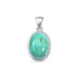 Oval Turquoise Solitaire Pendant Necklace