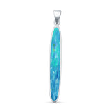 Oval Lab Opal Stick Pendant Necklace