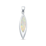 Marquise Lab Opal Solitaire Pendant Necklace