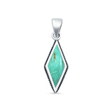 Diamond Shape Turquoise Oxidized Pendant Necklace