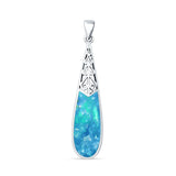 Oxidized Pear Dangle Drop Pendant 