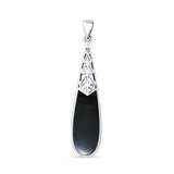 Oxidized Pear Dangle Drop Pendant 