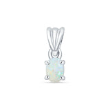 Oval Lab Opal Pendant Necklace