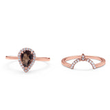 Two Piece Pear Teardrop Natural Stone Ring