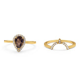 Two Piece Pear Teardrop Natural Stone Ring