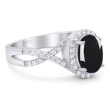 Art Deco Oval Natural Stone Twisted Ring