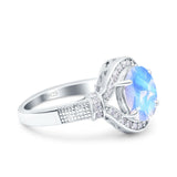 Art Deco Oval Natural Stone Halo Ring