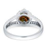 Round CZ Halo Split Shank Gold Ring