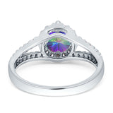 Round CZ Halo Split Shank Gold Ring