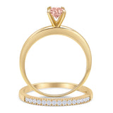 Two Piece Round Solitaire Eternity Gold Ring