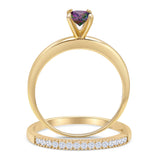 Two Piece Round Solitaire Eternity Gold Ring