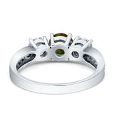 Three Stone Round CZ Gold Ring