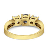 Three Stone Round Gold Ring