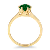 Round Green Emerald CZ Solitaire Gold Ring