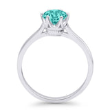 Round Paraiba Tourmaline CZ Solitaire Gold Ring