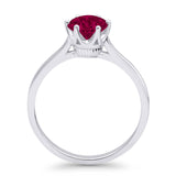 Round Ruby CZ Solitaire Gold Ring