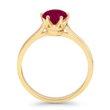 Round Ruby CZ Solitaire Gold Ring