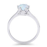 Round Lab Created White Opal Solitaire Gold Ring