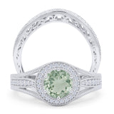 Two Piece Round Halo Split Shank Bridal Gold Ring