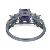Art Deco Round Natural Stone Floral Ring