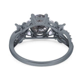 Art Deco Round Natural Stone Floral Ring