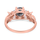 Art Deco Round Natural Stone Floral Ring
