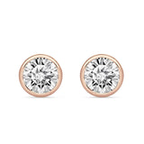 Round 6mm Cubic Zirconia Solitaire Stud Earring Bezel Set 925 Sterling Silver