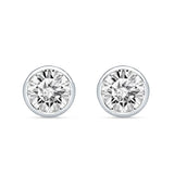 Round 8mm Cubic Zirconia Solitaire Stud Earring Bezel Set 925 Sterling Silver