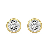 Round 8mm Cubic Zirconia Solitaire Stud Earring Bezel Set 925 Sterling Silver