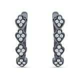 Leaf Style Hoop Earring Cubic Zirconia 925 Sterling Silver
