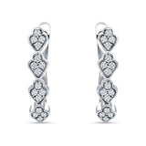 Leaf Style Hoop Earring Cubic Zirconia 925 Sterling Silver