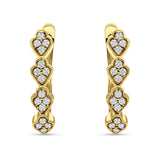Leaf Style Hoop Earring Cubic Zirconia 925 Sterling Silver
