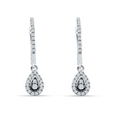 Pear Teardrop Hoop Earring Cubic Zirconia 925 Sterling Silver