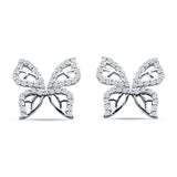 Butterfly Stud Earring Cubic Zirconia 925 Sterling Silver