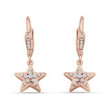 Star Dangle Drop Hoop Earring Cubic Zirconia 925 Sterling Silver