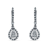 Pear Teardrop Leverback Hoop Earring Cubic Zirconia 925 Sterling Silver