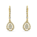 Pear Teardrop Leverback Hoop Earring Cubic Zirconia 925 Sterling Silver