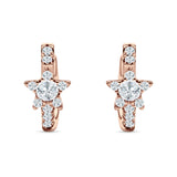 Star Floral Hoop Earring Cubic Zirconia 925 Sterling Silver