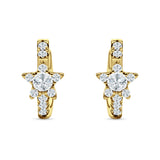 Star Floral Hoop Earring Cubic Zirconia 925 Sterling Silver