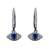 Evil Eye Huggie Hoop Earring Cubic Zirconia 925 Sterling Silver