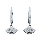 Evil Eye Huggie Hoop Earring Cubic Zirconia 925 Sterling Silver