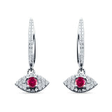 Evil Eye Huggie Hoop Earring Cubic Zirconia 925 Sterling Silver